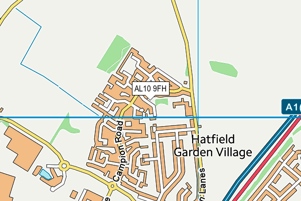 AL10 9FH map - OS VectorMap District (Ordnance Survey) AL10 9FH map - OS VectorMap District (Ordnance Survey)