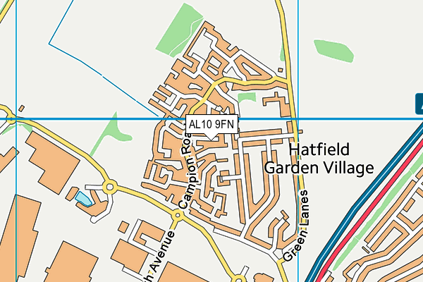 AL10 9FN map - OS VectorMap District (Ordnance Survey)