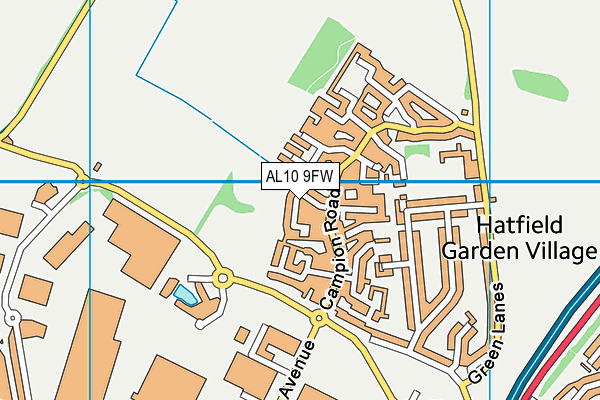 AL10 9FW map - OS VectorMap District (Ordnance Survey) AL10 9FW map - OS VectorMap District (Ordnance Survey)