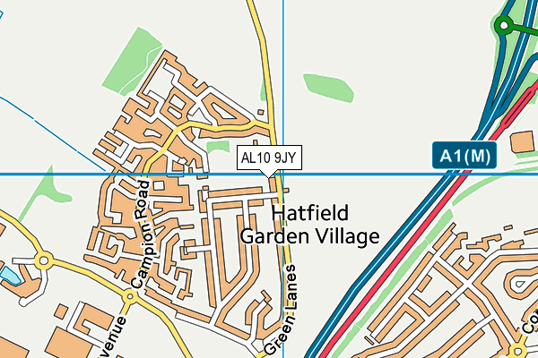 AL10 9JY map - OS VectorMap District (Ordnance Survey)