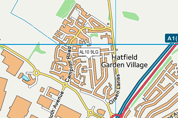 AL10 9LG map - OS VectorMap District (Ordnance Survey) AL10 9LG map - OS VectorMap District (Ordnance Survey)