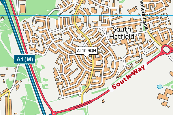 AL10 9QH map - OS VectorMap District (Ordnance Survey) AL10 9QH map - OS VectorMap District (Ordnance Survey)