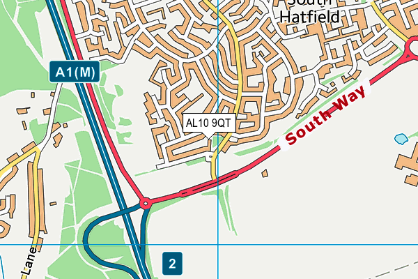 AL10 9QT map - OS VectorMap District (Ordnance Survey) AL10 9QT map - OS VectorMap District (Ordnance Survey)