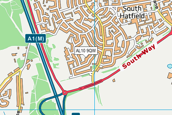AL10 9QW map - OS VectorMap District (Ordnance Survey) AL10 9QW map - OS VectorMap District (Ordnance Survey)