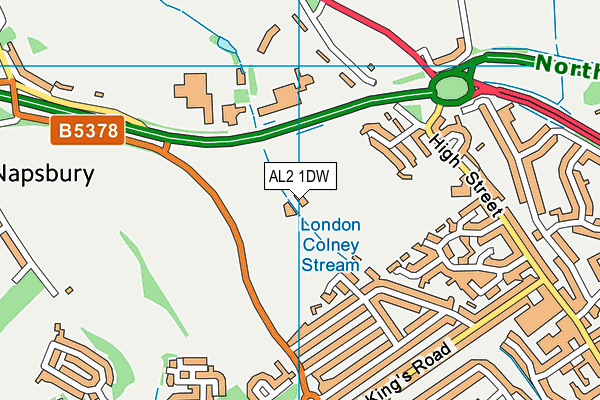 AL2 1DW map - OS VectorMap District (Ordnance Survey) AL2 1DW map - OS VectorMap District (Ordnance Survey)