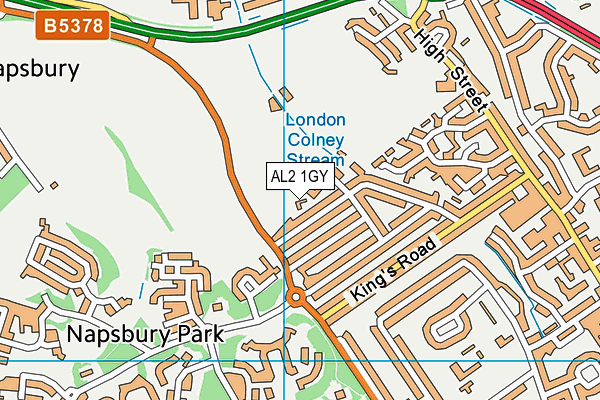 AL2 1GY map - OS VectorMap District (Ordnance Survey) AL2 1GY map - OS VectorMap District (Ordnance Survey)