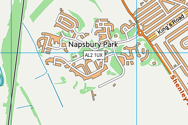 AL2 1UX map - OS VectorMap District (Ordnance Survey) AL2 1UX map - OS VectorMap District (Ordnance Survey)