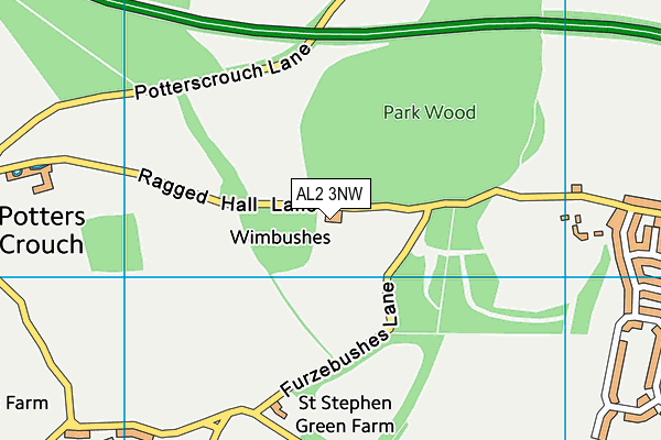 AL2 3NW map - OS VectorMap District (Ordnance Survey) AL2 3NW map - OS VectorMap District (Ordnance Survey)