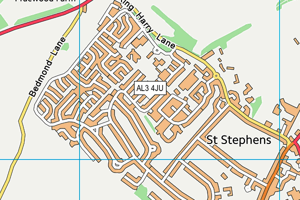 AL3 4JU map - OS VectorMap District (Ordnance Survey) AL3 4JU map - OS VectorMap District (Ordnance Survey)