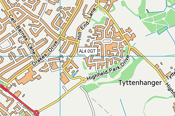 AL4 0GT map - OS VectorMap District (Ordnance Survey) AL4 0GT map - OS VectorMap District (Ordnance Survey)