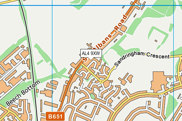 AL4 9XW map - OS VectorMap District (Ordnance Survey) AL4 9XW map - OS VectorMap District (Ordnance Survey)