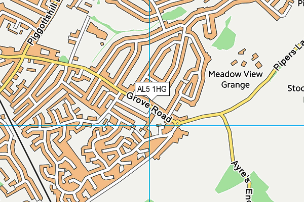 AL5 1HG map - OS VectorMap District (Ordnance Survey) AL5 1HG map - OS VectorMap District (Ordnance Survey)