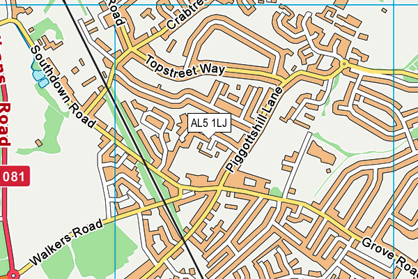 AL5 1LJ map - OS VectorMap District (Ordnance Survey) AL5 1LJ map - OS VectorMap District (Ordnance Survey)
