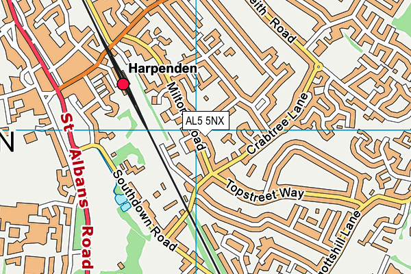 AL5 5NX map - OS VectorMap District (Ordnance Survey)