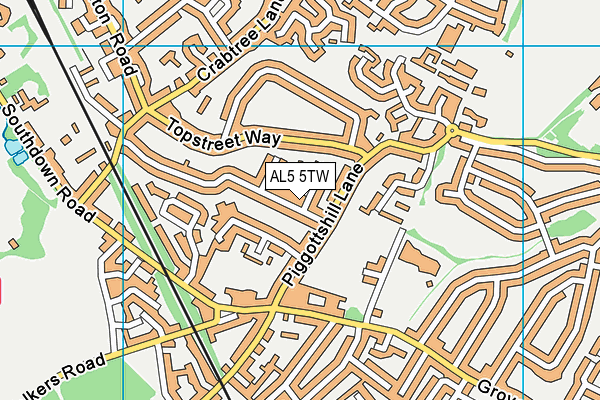 AL5 5TW map - OS VectorMap District (Ordnance Survey) AL5 5TW map - OS VectorMap District (Ordnance Survey)