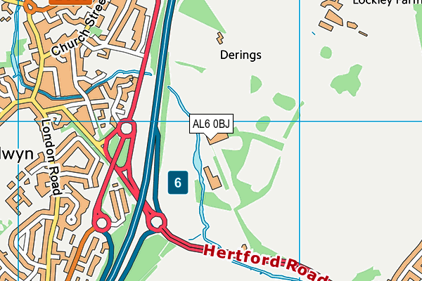 AL6 0BJ map - OS VectorMap District (Ordnance Survey) AL6 0BJ map - OS VectorMap District (Ordnance Survey)
