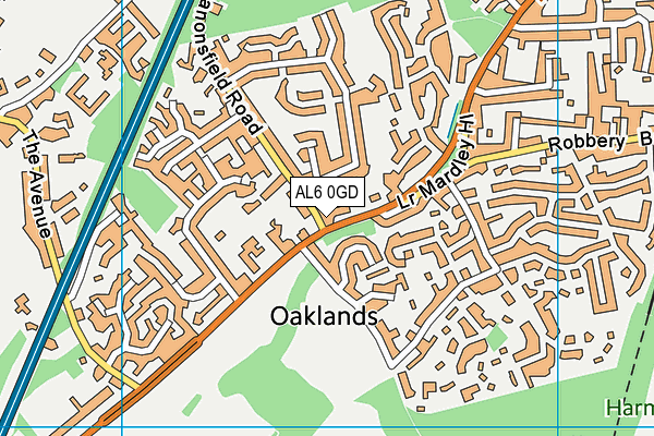 AL6 0GD map - OS VectorMap District (Ordnance Survey) AL6 0GD map - OS VectorMap District (Ordnance Survey)