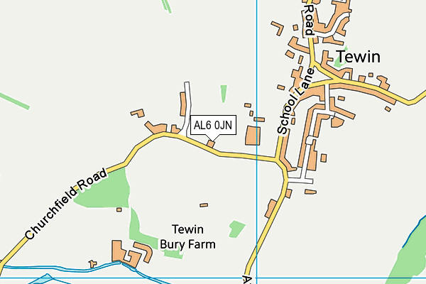 AL6 0JN map - OS VectorMap District (Ordnance Survey)