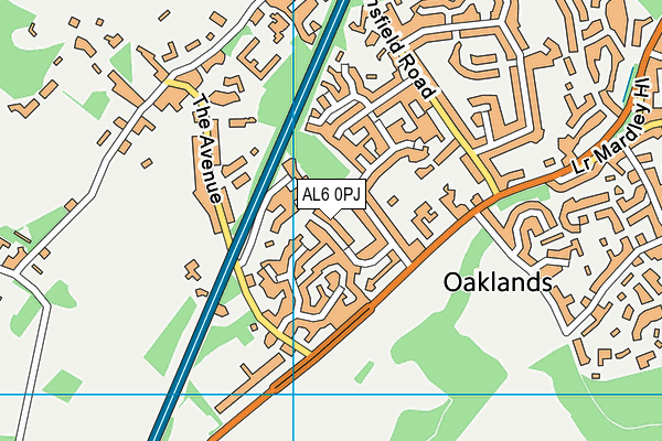 AL6 0PJ map - OS VectorMap District (Ordnance Survey) AL6 0PJ map - OS VectorMap District (Ordnance Survey)