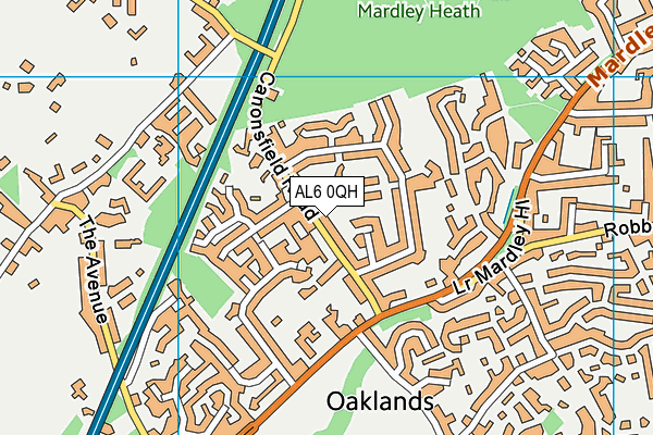 AL6 0QH map - OS VectorMap District (Ordnance Survey) AL6 0QH map - OS VectorMap District (Ordnance Survey)