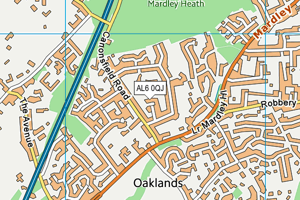 AL6 0QJ map - OS VectorMap District (Ordnance Survey) AL6 0QJ map - OS VectorMap District (Ordnance Survey)