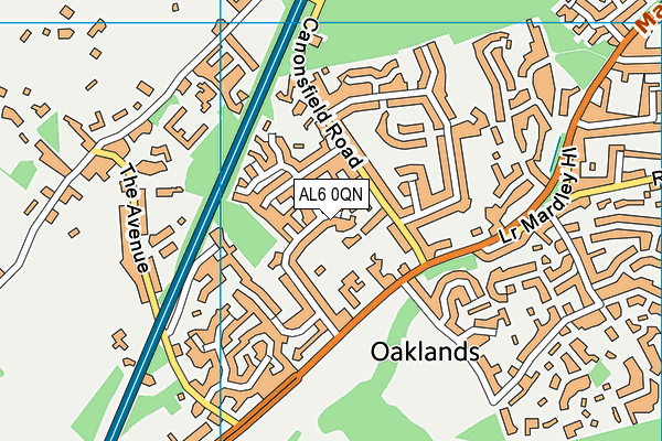AL6 0QN map - OS VectorMap District (Ordnance Survey) AL6 0QN map - OS VectorMap District (Ordnance Survey)