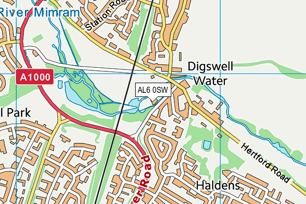 AL6 0SW map - OS VectorMap District (Ordnance Survey) AL6 0SW map - OS VectorMap District (Ordnance Survey)