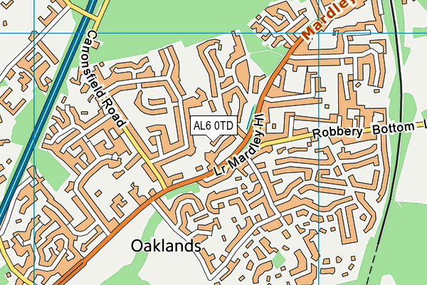AL6 0TD map - OS VectorMap District (Ordnance Survey) AL6 0TD map - OS VectorMap District (Ordnance Survey)