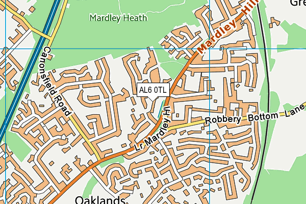 AL6 0TL map - OS VectorMap District (Ordnance Survey) AL6 0TL map - OS VectorMap District (Ordnance Survey)