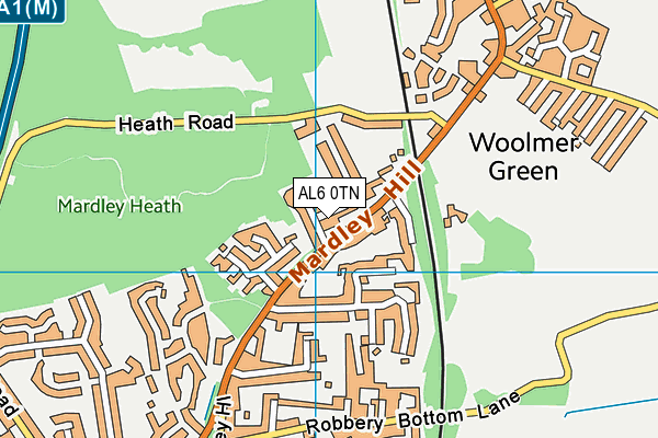 AL6 0TN map - OS VectorMap District (Ordnance Survey)