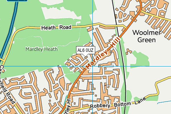 AL6 0UZ map - OS VectorMap District (Ordnance Survey)