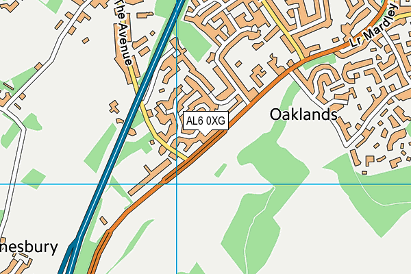 AL6 0XG map - OS VectorMap District (Ordnance Survey) AL6 0XG map - OS VectorMap District (Ordnance Survey)