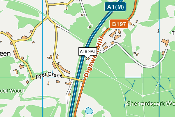 AL6 9AJ map - OS VectorMap District (Ordnance Survey) AL6 9AJ map - OS VectorMap District (Ordnance Survey)