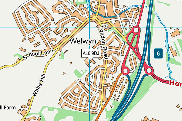 AL6 9DJ map - OS VectorMap District (Ordnance Survey) AL6 9DJ map - OS VectorMap District (Ordnance Survey)