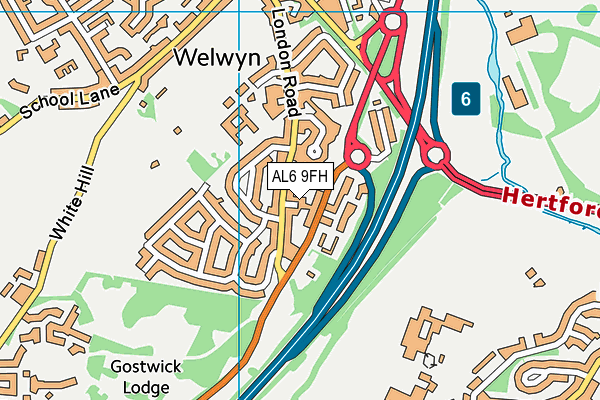 AL6 9FH map - OS VectorMap District (Ordnance Survey) AL6 9FH map - OS VectorMap District (Ordnance Survey)