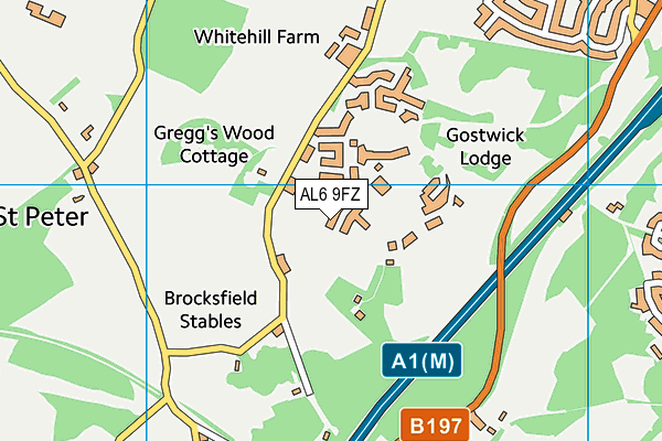 AL6 9FZ map - OS VectorMap District (Ordnance Survey)