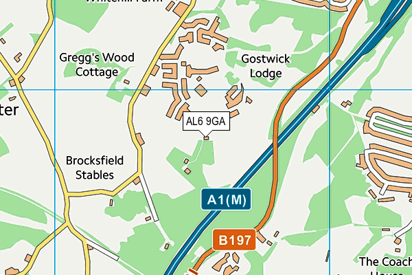 AL6 9GA map - OS VectorMap District (Ordnance Survey) AL6 9GA map - OS VectorMap District (Ordnance Survey)
