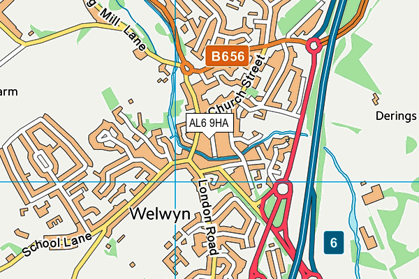 AL6 9HA map - OS VectorMap District (Ordnance Survey)