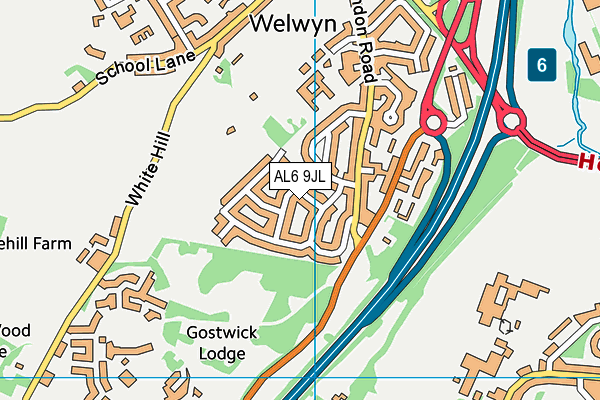 AL6 9JL map - OS VectorMap District (Ordnance Survey) AL6 9JL map - OS VectorMap District (Ordnance Survey)