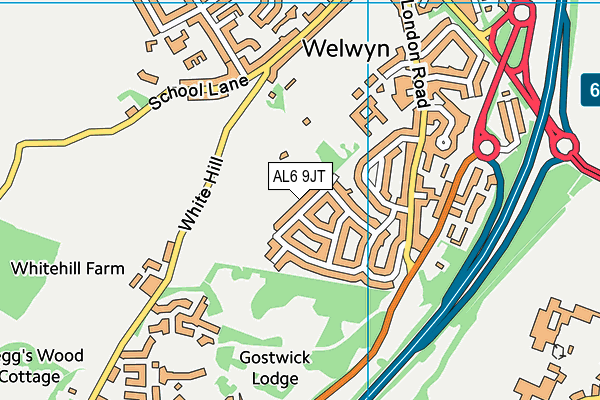 AL6 9JT map - OS VectorMap District (Ordnance Survey) AL6 9JT map - OS VectorMap District (Ordnance Survey)