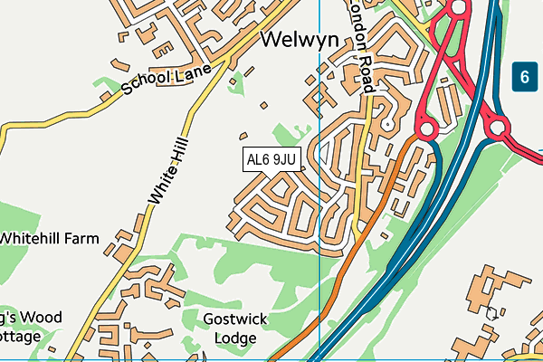 AL6 9JU map - OS VectorMap District (Ordnance Survey) AL6 9JU map - OS VectorMap District (Ordnance Survey)