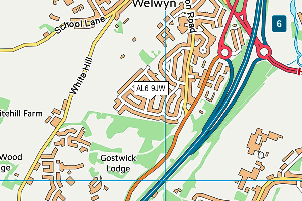 AL6 9JW map - OS VectorMap District (Ordnance Survey) AL6 9JW map - OS VectorMap District (Ordnance Survey)