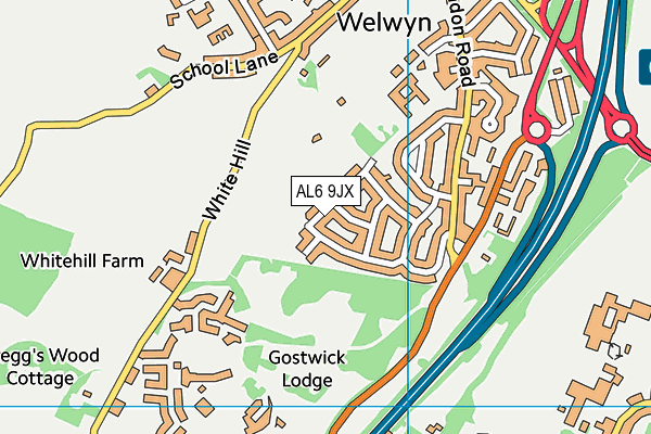AL6 9JX map - OS VectorMap District (Ordnance Survey) AL6 9JX map - OS VectorMap District (Ordnance Survey)