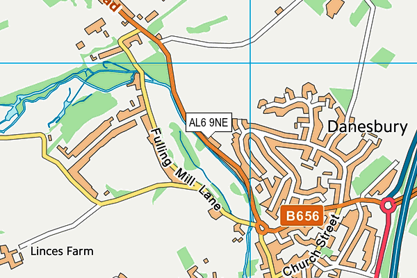 AL6 9NE map - OS VectorMap District (Ordnance Survey)