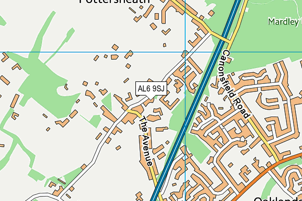 AL6 9SJ map - OS VectorMap District (Ordnance Survey)