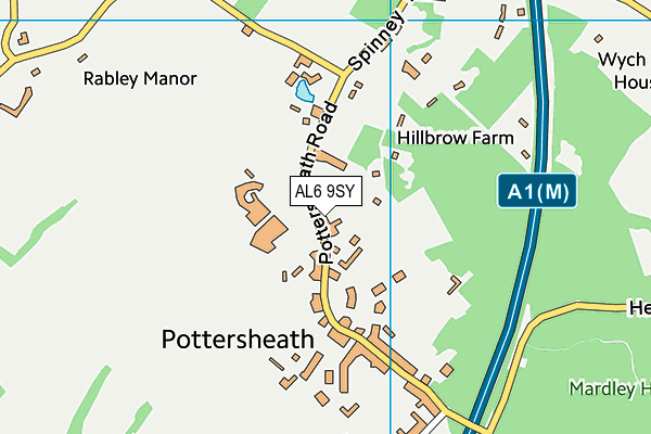AL6 9SY map - OS VectorMap District (Ordnance Survey) AL6 9SY map - OS VectorMap District (Ordnance Survey)