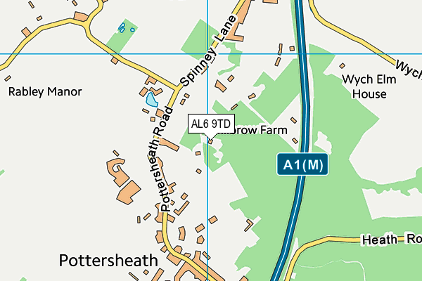 AL6 9TD map - OS VectorMap District (Ordnance Survey)