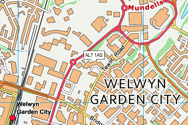 AL7 1AS map - OS VectorMap District (Ordnance Survey)