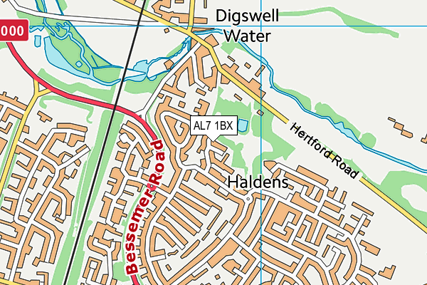 AL7 1BX map - OS VectorMap District (Ordnance Survey) AL7 1BX map - OS VectorMap District (Ordnance Survey)