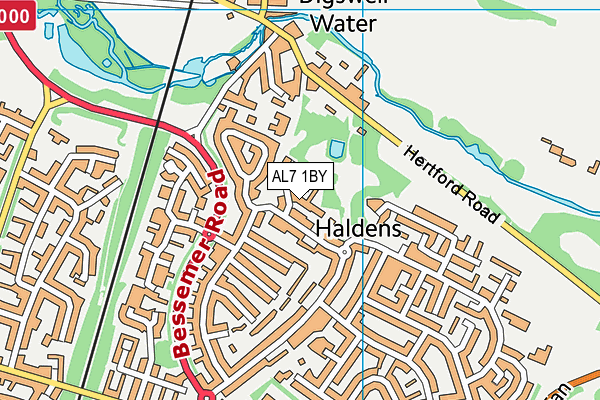 AL7 1BY map - OS VectorMap District (Ordnance Survey) AL7 1BY map - OS VectorMap District (Ordnance Survey)